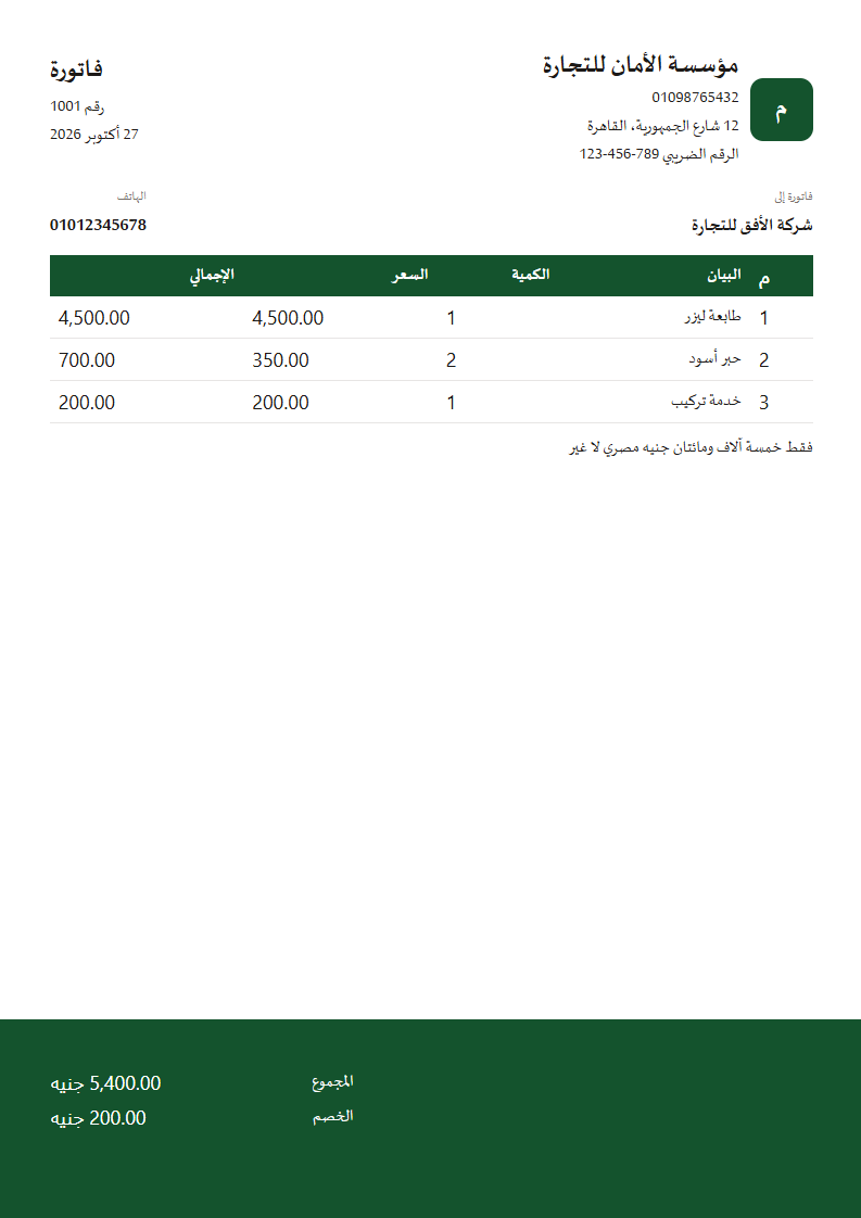 قالب شريط الإجمالي